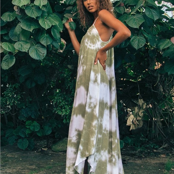 NYTT Sunny Breeze Sage GreenTie/Dye Maxi Dress Sz Sm bin 9 - Picture 3 of 6